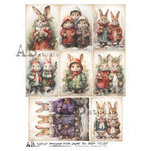 Hârtie de orez - Christmas Bunny - A4 1