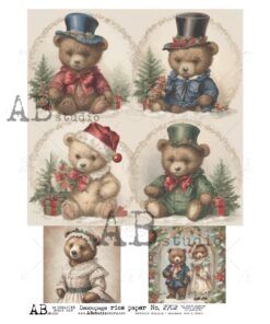 Hârtie de orez - Christmas Teddy - A4