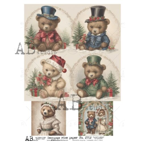 Hârtie de orez - Christmas Teddy - A4 1