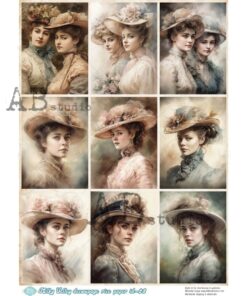 Hârtie de orez - Ladies in Hats - A4