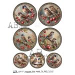 Hârtie de orez - Medallions with Birds 2 - A4