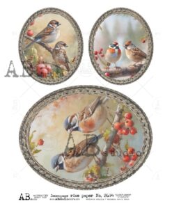 Hârtie de orez - Medallions with Birds - A4