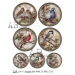Hârtie de orez - Medallions with Winter Birds - A4