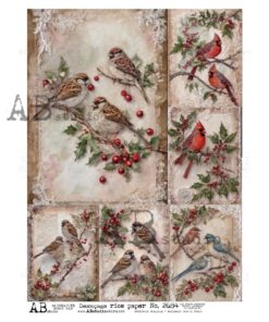 Hârtie de orez - Sparrows and Red Cardinals 2 - A4