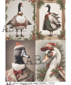 Hârtie de orez – Christmas Goose - A4