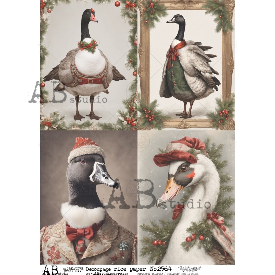 Hârtie de orez – Christmas Goose - A4 1 Hârtie de orez – Christmas Goose - A4