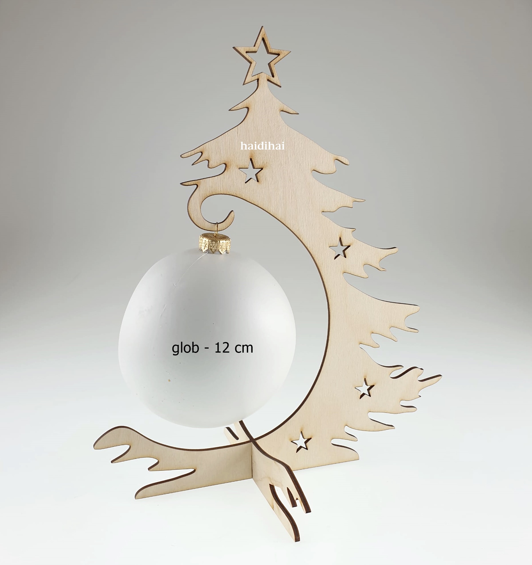 Suport lemn – glob – formă brad – h30 cm 2 Suport lemn – glob – formă brad – h30 cm - imagine 2
