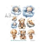 Hârtie de orez - Baby Teddy Bear - A4