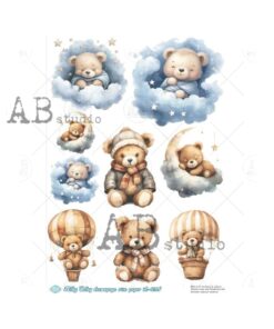 Hârtie de orez - Baby Teddy Bear - A4