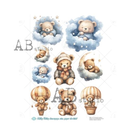 Hârtie de orez - Baby Teddy Bear - A4 1