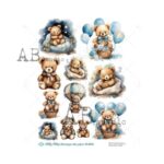 Hârtie de orez - Baby Teddy Bear clipart - A4