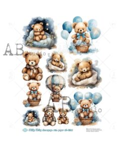 Hârtie de orez - Baby Teddy Bear clipart - A4