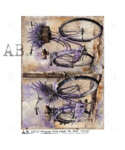 Hârtie de orez - Bicycle with Lavender - 2 - A4