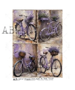 Hârtie de orez - Bicycle with Lavender - 4 - A4