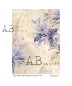 Hârtie de orez - Blue Flower - A4