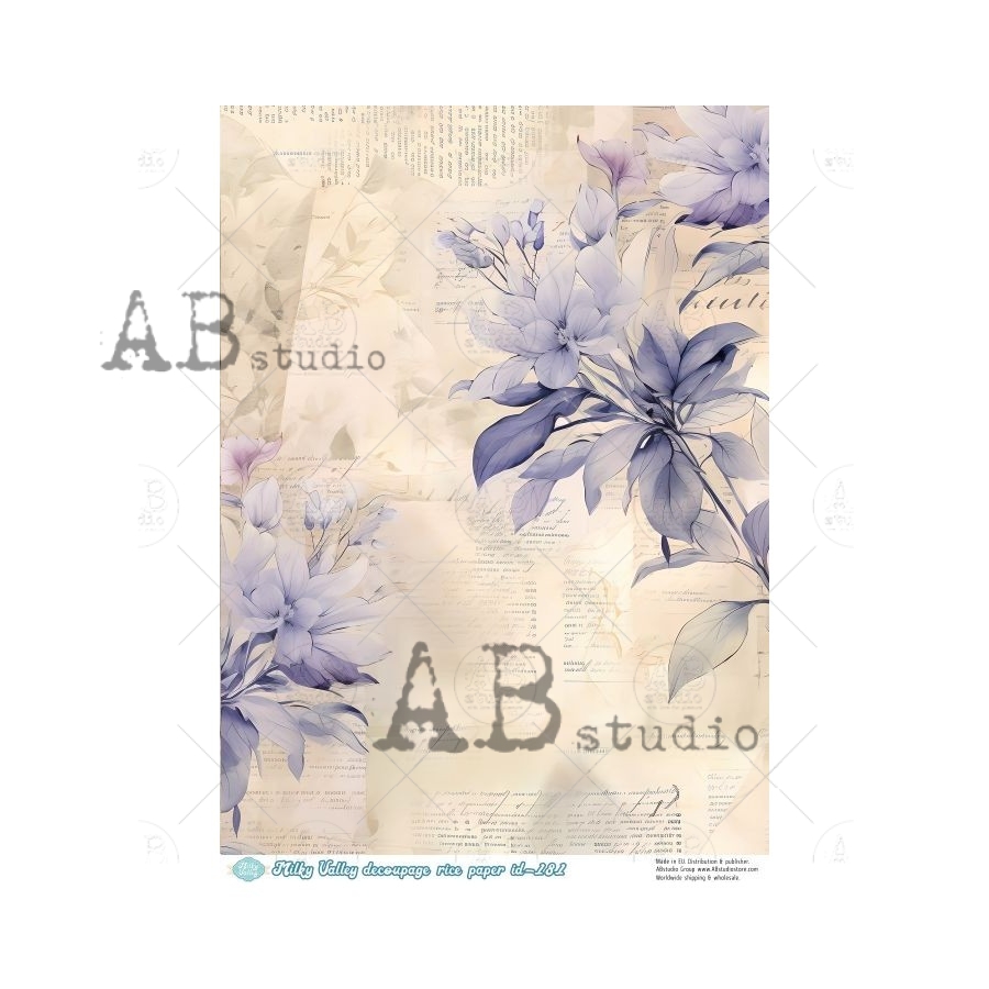 Hârtie de orez - Blue Flower - A4 1 Hârtie de orez - Blue Flower - A4