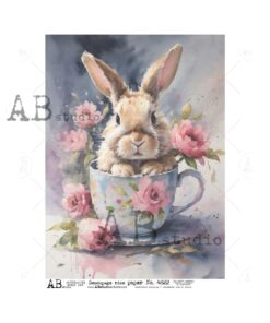 Hârtie de orez - Cute Spring Teacup 2 - A4