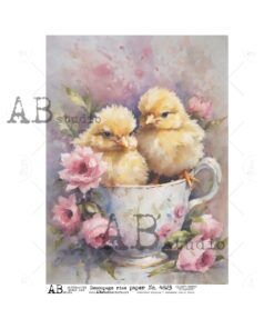 Hârtie de orez - Cute Spring Teacup 3 - A4