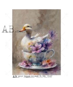 Hârtie de orez - Cute Spring Teacup 4 - A4