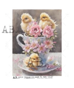 Hârtie de orez - Cute Spring Teacup - A4