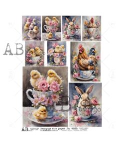 Hârtie de orez - Cute Teacup mini theme - A4