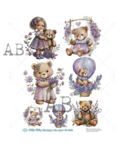 Hârtie de orez - Cute Toy Lavender - A4