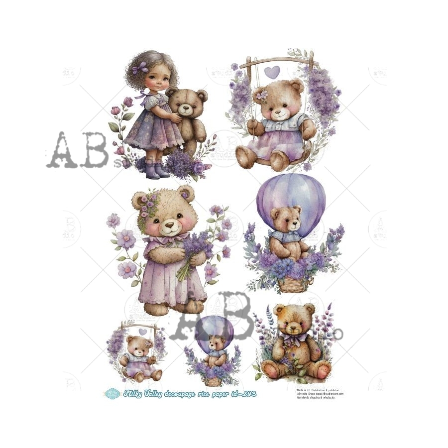 Hârtie de orez - Cute Toy Lavender - A4 1 Hârtie de orez - Cute Toy Lavender - A4