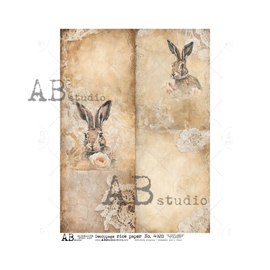 Hârtie de orez - Easter Bunny lace - A4 1 Hârtie de orez - Easter Bunny lace - A4