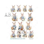 Hârtie de orez - Easter Bunny spring flower - A4