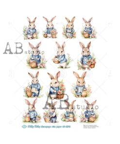 Hârtie de orez - Easter Bunny spring flower - A4