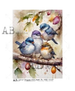 Hârtie de orez - Easter Painted birds - A4