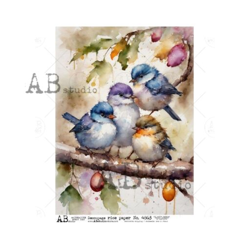 Hârtie de orez - Easter Painted birds - A4 1