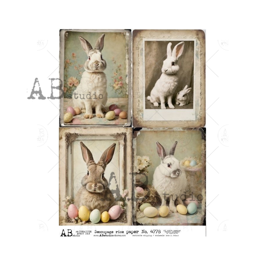 Hârtie de orez - Easter Rabbits - A4 1 Hârtie de orez - Easter Rabbits - A4