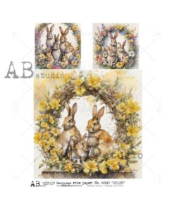 Hârtie de orez - Spring Easter frames - A4