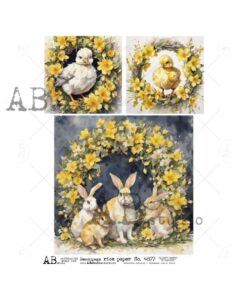 Hârtie de orez - Easter frames spring - A4