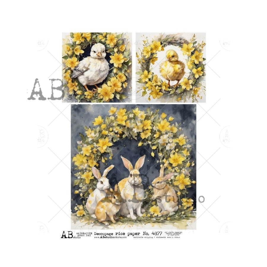 Hârtie de orez - Easter frames spring - A4 1 Hârtie de orez - Easter frames spring - A4