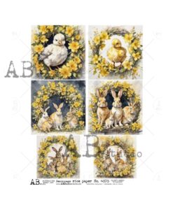 Hârtie de orez - Easter frames yellow - A4
