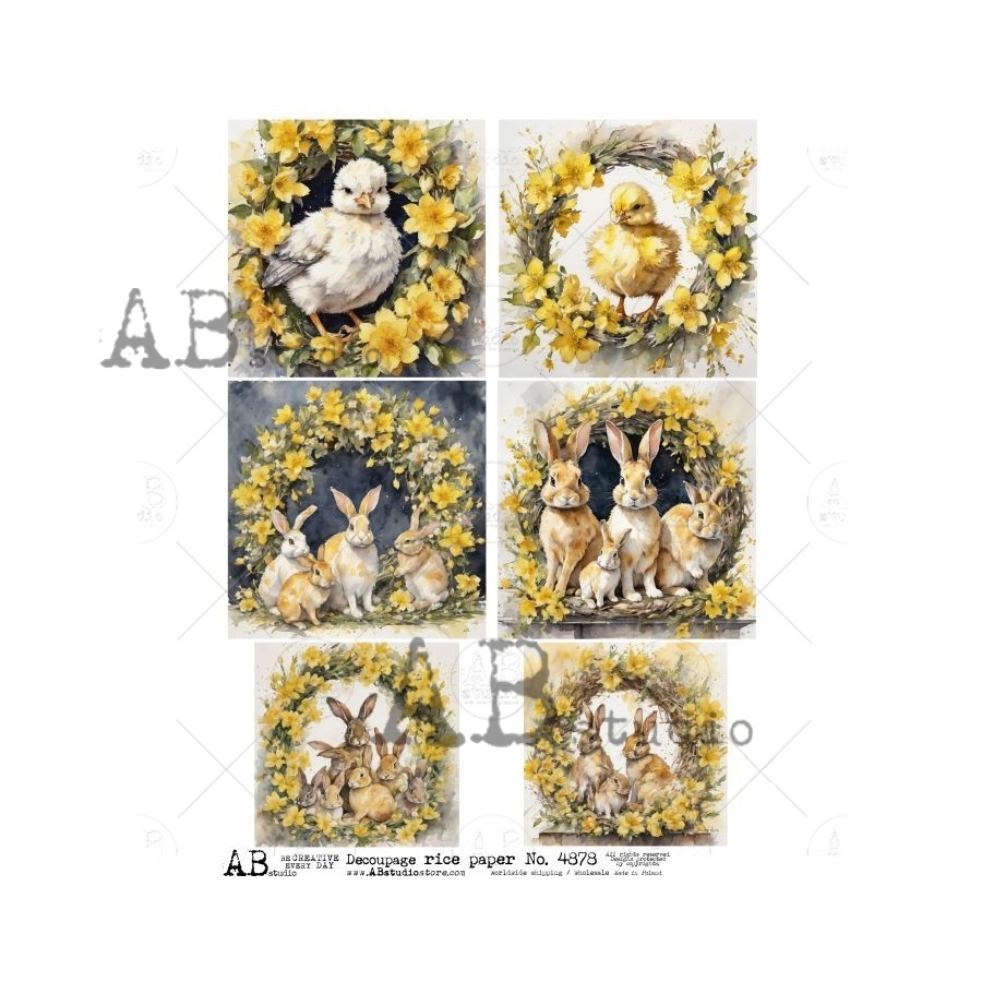 Hârtie de orez - Easter frames yellow - A4 1 Hârtie de orez - Easter frames yellow - A4