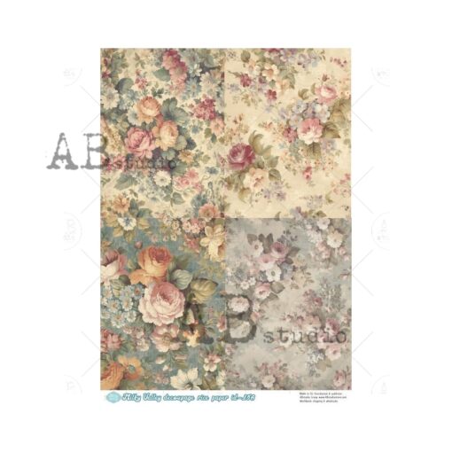 Hârtie de orez - Floral Background 4 - A4 1