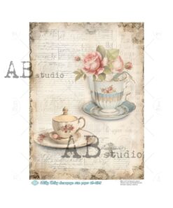 Hârtie de orez - Floral Vintage Tea 2 - A4