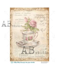 Hârtie de orez - Floral Vintage Tea Time - A4