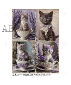 Hârtie de orez - Lavender Cats - A4