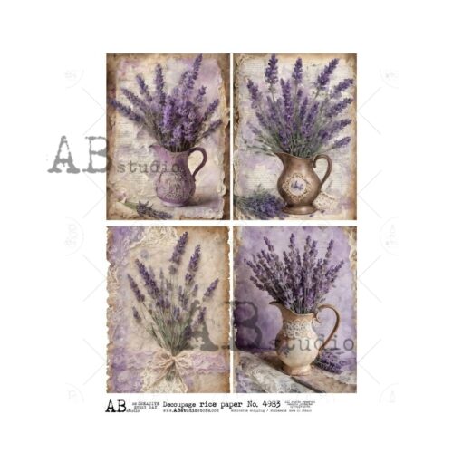 Hârtie de orez - Lavender Vintage Lace - A4 1