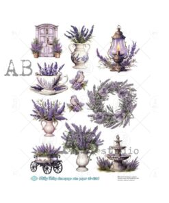 Hârtie de orez - Lavender clipart 2 - A4