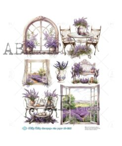 Hârtie de orez - Lavender clipart 3 - A4