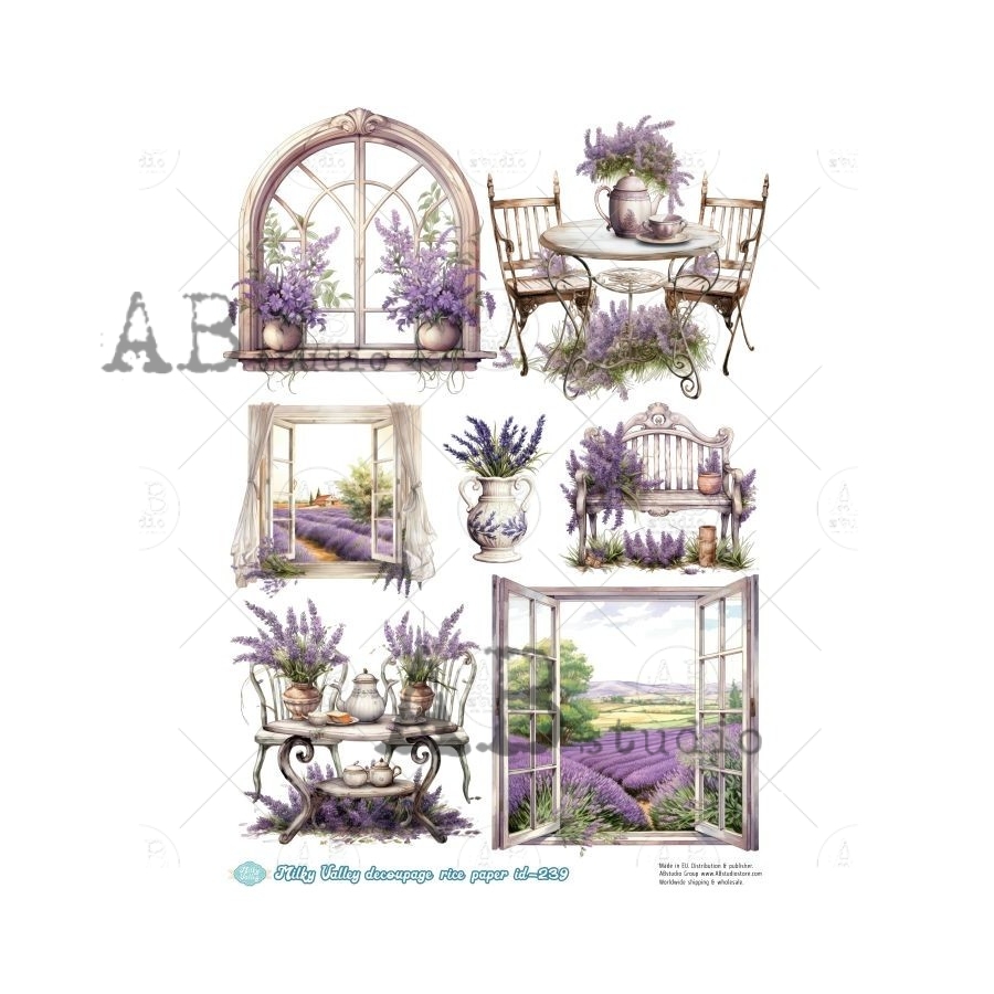 Hârtie de orez - Lavender clipart 3 - A4 1 Hârtie de orez - Lavender clipart 3 - A4