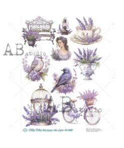 Hârtie de orez - Lavender clipart - A4