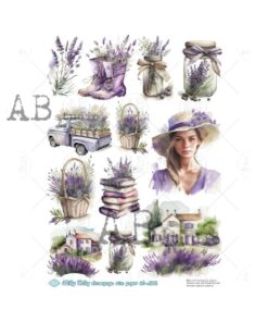 Hârtie de orez - Lavender day theme 2 - A4