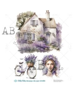Hârtie de orez - Lavender day theme - A4