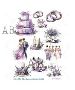 Hârtie de orez - Lavender wedding 2 - A4